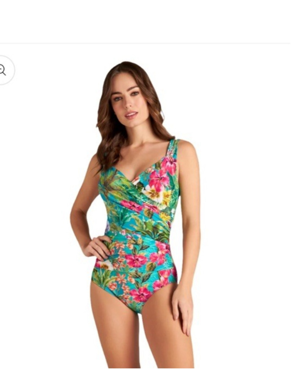 Jantzen Surplice Mio Jolie One Piece Swimsuit Palms & Tropics V-Neck Beach 14
